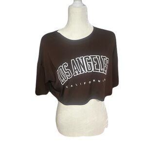 Los Angeles Graphic Crop Top - Brown size medium
